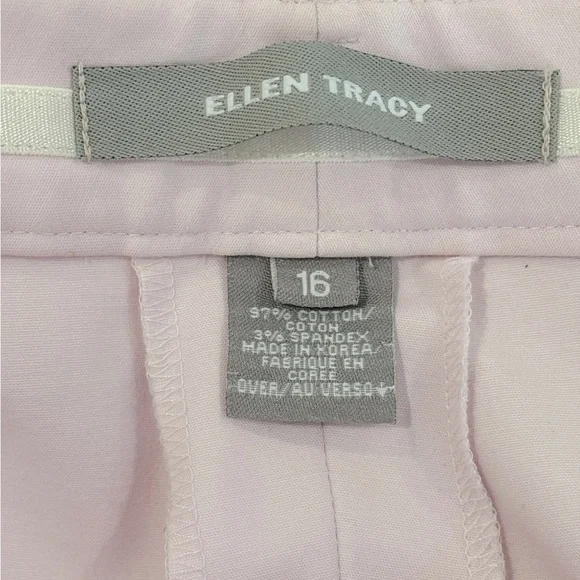 90s ELLEN TRACY PALE PASTEL PINK MID-RISE COTTON BLEND PANT CASUAL PLUS SZ 16 - Picture 5 of 7